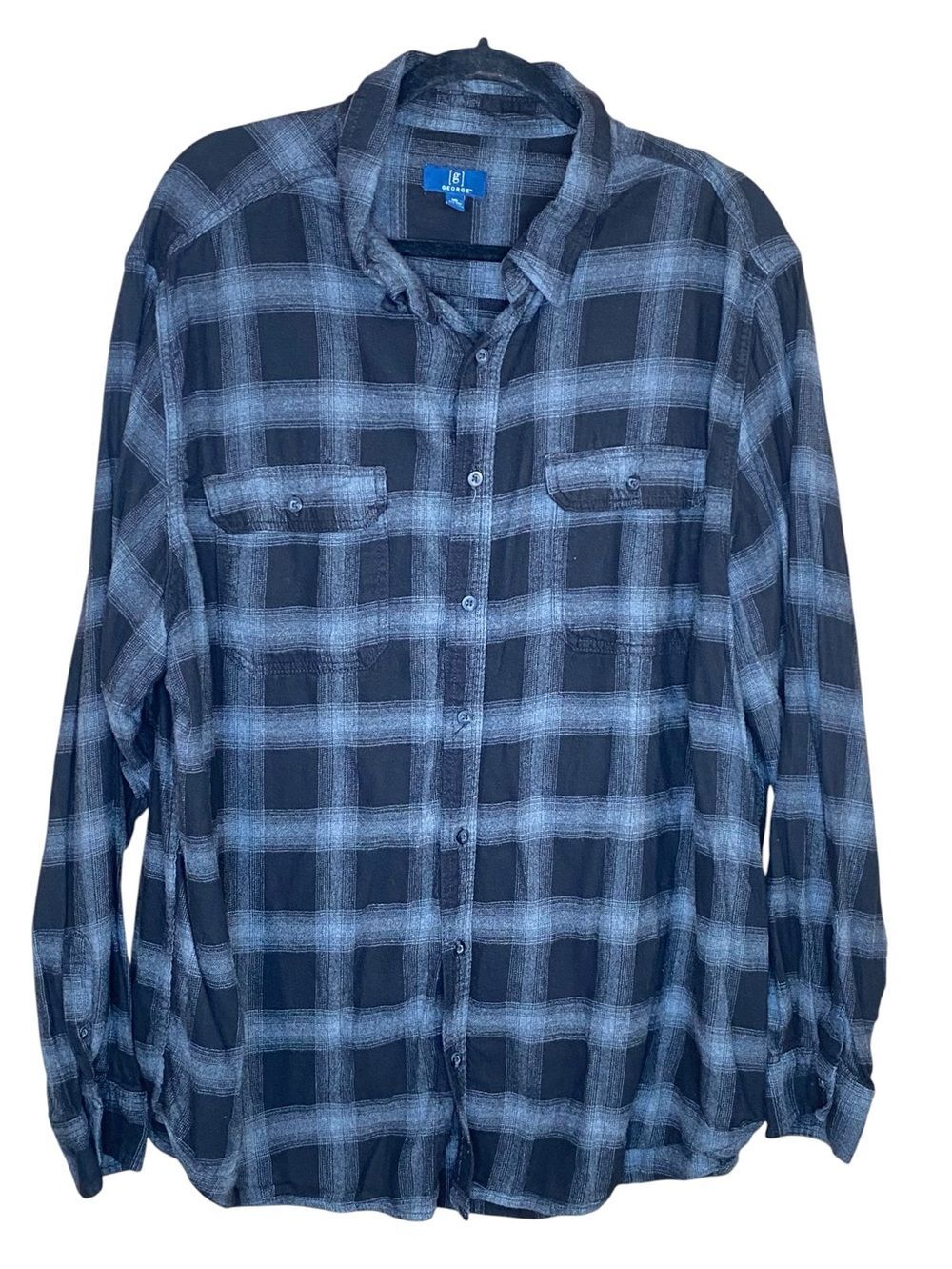George Plaid Button Down Shirt Black Grey Rustic Outdoors Gorpcore Long Sleeve